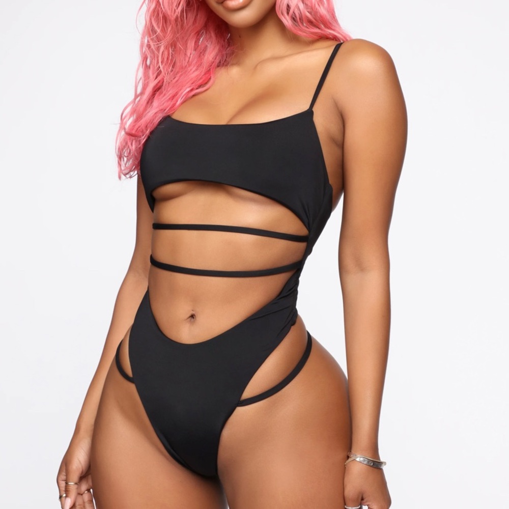 Fashion Nova Black Strappy One Piece